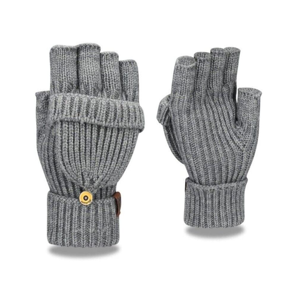 Women's Winter Fingerless Gloves Warm Flip Typing Gloves Knitted Convertible Glo